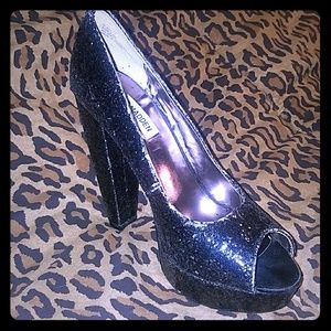Steve Madden glitter platform peep toe